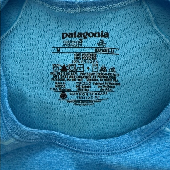 PATAGONIA Capilene 3 Midweight Sky Blue Long Sleeve Activewear Top Women Medium - Picture 5 of 5